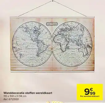 Wanddecoratie stoffen wereldkaart