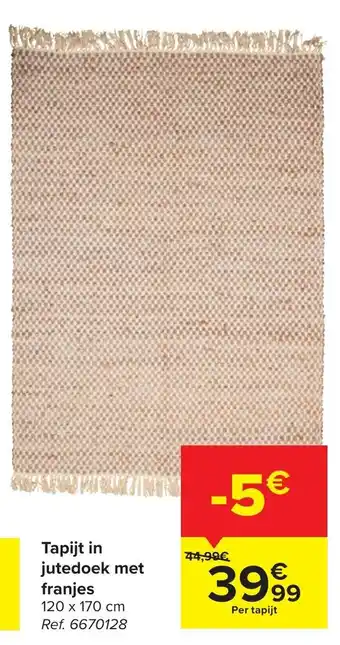 Carrefour Tapijt in jutedoek met franjes aanbieding
