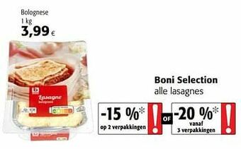 Colruyt Boni selection lasagne bolognese aanbieding