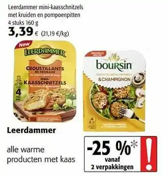 Colruyt Leerdammer mini-kaasschnitzels met kruiden en pompoenpitten aanbieding