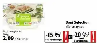 Colruyt Boni selection ricotta en spinazie aanbieding
