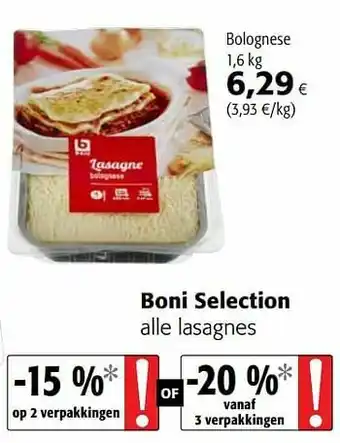 Colruyt Boni selection lasagne bolognese aanbieding
