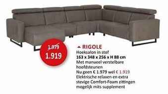 Rigole hoeksalon in stof