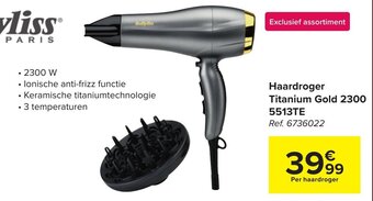 Carrefour Haardroger Titanium Gold 2300 5513TE aanbieding