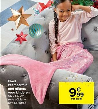 Plaid zeemeermin met glitters voor kinderen
