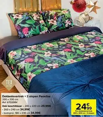 Carrefour Dekbedovertrek + 2 slopen paradise aanbieding