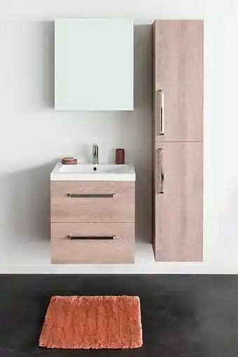 Zelfbouwmarkt Badkamermeubel Bison Eik 600mm,wastafel Glans aanbieding