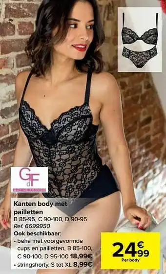 Kanten body met pailletten