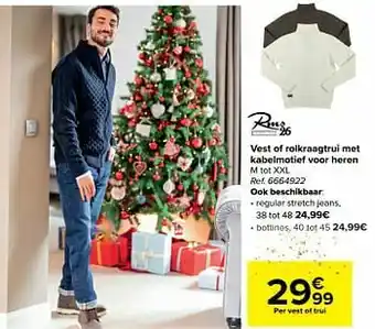 Carrefour Vest of rolkraagtrui met kabelmotief voor heren aanbieding