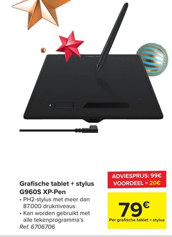 Carrefour Grafische tablet + stylus G960S XP-Pen aanbieding