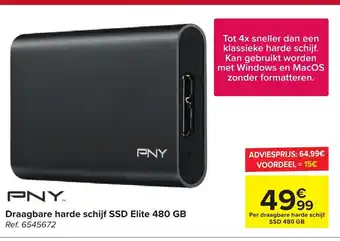 Pny Draagbare harde schijf SSD Elite 480 GB