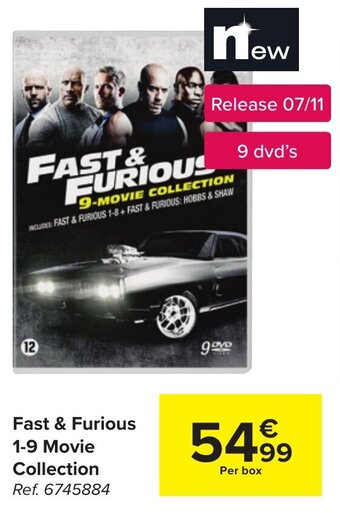 Carrefour Fast & Furious 1-9 Movie Collection aanbieding