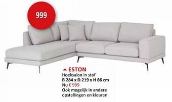 Eston hoeksalon in stof