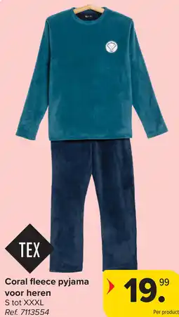Carrefour Coral fleece pyjama voor heren aanbieding