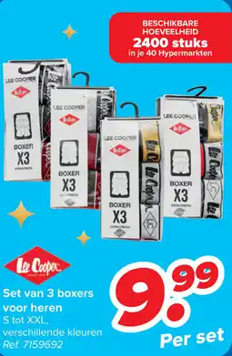 Carrefour Lee cooper set van 3 boxers voor heren aanbieding