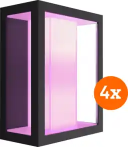 Coolblue Philips Hue Impress Applique Murale White and Color Noir Large Lot de 4 aanbieding