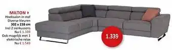 Weba Milton hoeksalon in stof incl 2 sierkussens aanbieding