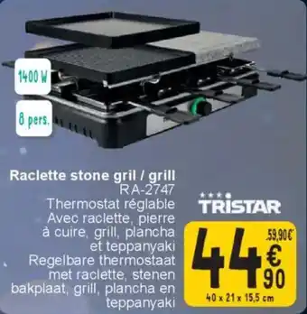 Cora TristarRaclette stone gril / grill Raclette stone grill aanbieding