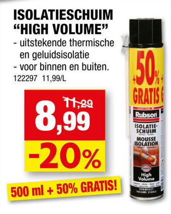Hubo Isolatieschuim "High Volume" aanbieding