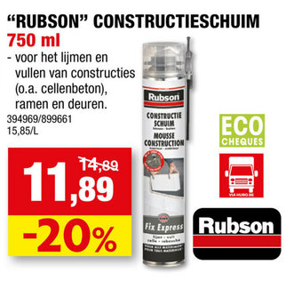 Hubo "Rubson" Constructieschuim aanbieding