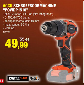 Hubo Accu Schroefboormachine "POWDP1510" aanbieding