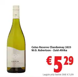 Colruyt Cetus reserve chardonnay 2023 w.o. robertson  zuid afrika aanbieding