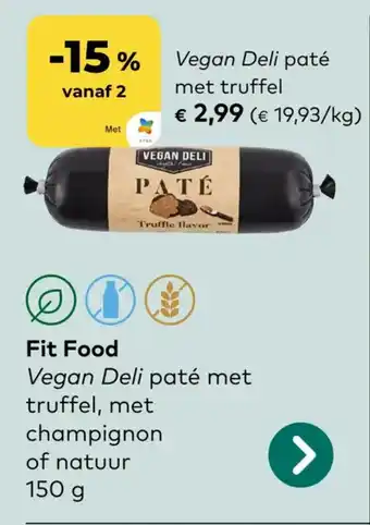 Bio Planet Fit Food Vegan Deli paté aanbieding