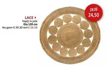 Weba Lace tapijt in jute Dia 120cm aanbieding