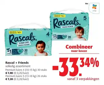 Colruyt Rascal + Friends volledig assortiment Premium luiers 4 (10-15 kg) 30 stuks aanbieding