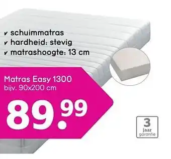 Leen Bakker Matras easy 1300 90x200cm aanbieding
