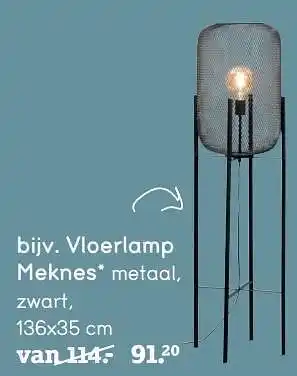 Leen Bakker Vloerlamp meknes 136 x 35 cm aanbieding
