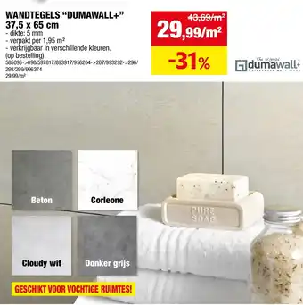 Hubo WANDTEGELS “DUMAWALL+” aanbieding