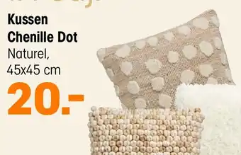 Kwantum Kussen chenille dot naturel aanbieding