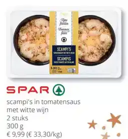 Spar Scampi's in tomatensaus met witte wijn aanbieding