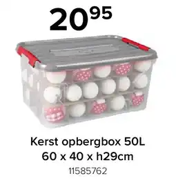 Euroshop Kerst opbergbox 50L 60 x 40 x h29cm aanbieding