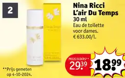 Kruidvat Nina ricci l'air du temps aanbieding