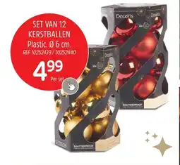 Brico SET VAN 12 KERSTBALLEN Plastic. 06 cm. REF 10252439/10252440 aanbieding