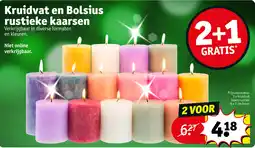 Kruidvat Kruidvat en Bolsius rustieke kaarsen aanbieding