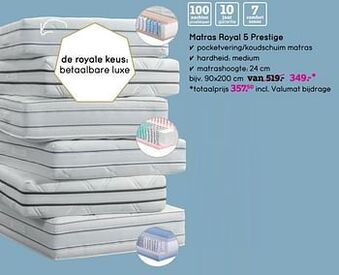 Leen Bakker Matras royal 5 prestige aanbieding