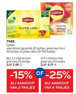 Alvo THEE Lipton Bijv. 2 x intense mint green tea 20 builtjes aanbieding