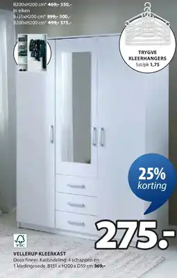 Jysk VELLERUP KLEERKAST aanbieding