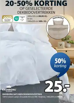 Jysk INGEBORG SATIJNEN DEKBEDOVERTREK aanbieding