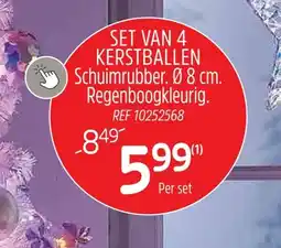 Brico SET VAN 4 KERSTBALLEN Schuimrubber. 08 cm. Regenboogkleurig aanbieding