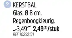 Brico KERSTBAL Glas. 08 cm. Regenboogkleurig aanbieding