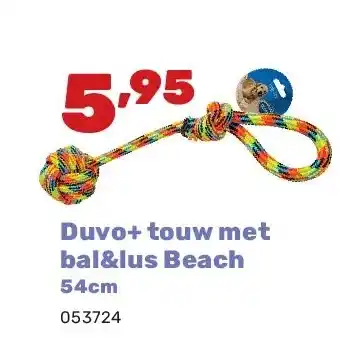 Happyland Duvo+ touw met bal&lus Beach 54cm aanbieding