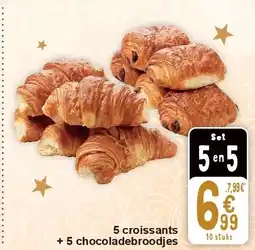 Cora 5 croissants + 5 chocoladebroodjes aanbieding