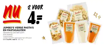 Jumbo JUMBO’S VERSE PASTA’S EN PASTASAUZEN aanbieding