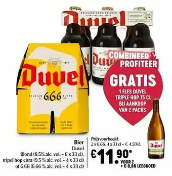 Delhaize Bier duvel blond tripel hop citra of 6.66 aanbieding