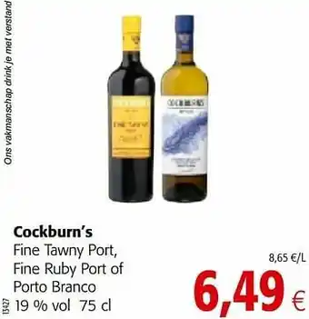 Colruyt Cockburn’s fine tawny port, fine ruby port of porto branco aanbieding