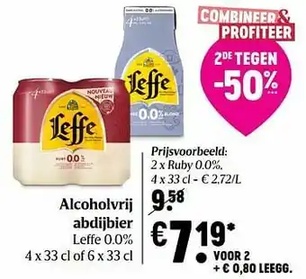 Delhaize Alcoholvrij abdijbier leffe ruby 0.0% aanbieding
